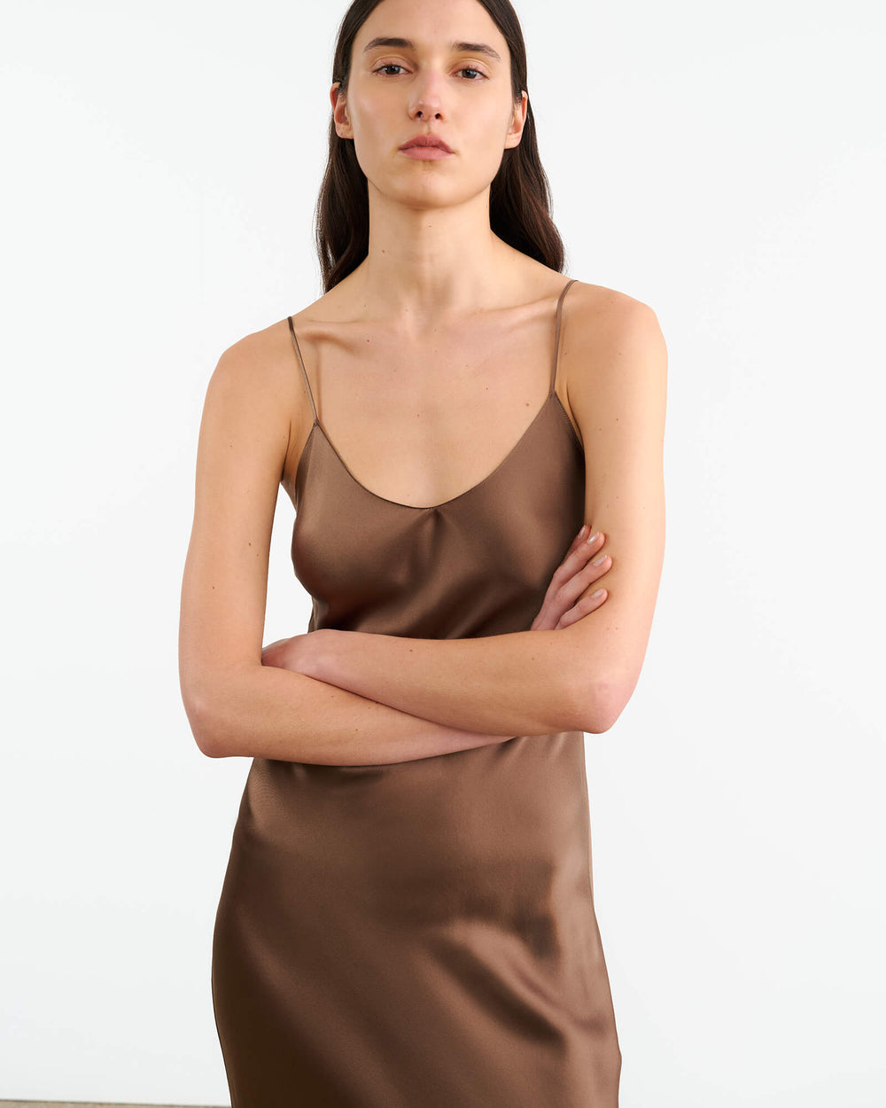 CAMI SILK GOWN IN TAUPE