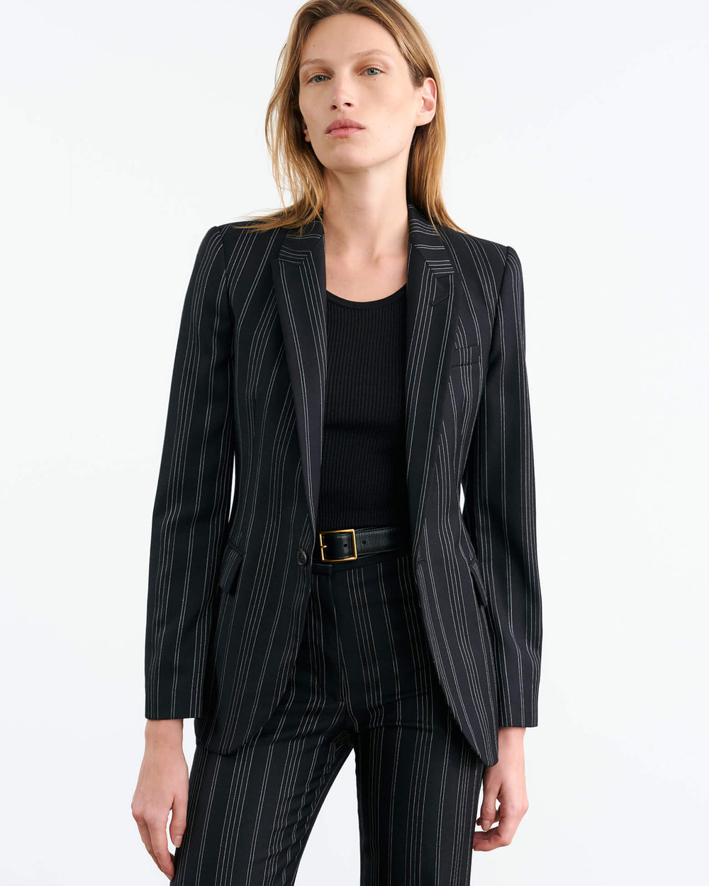 ANABEL BLAZER IN BLACK PINSTRIPE