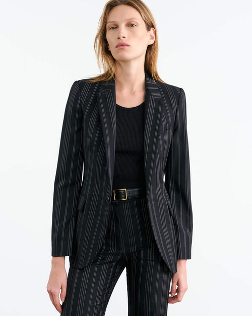ANABEL BLAZER IN BLACK PINSTRIPE