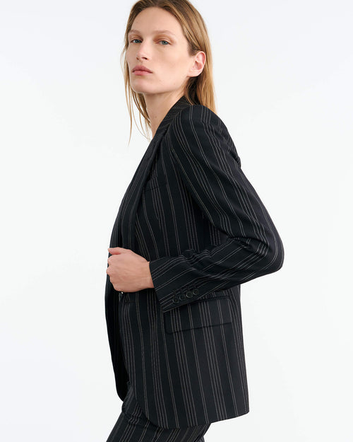 ANABEL BLAZER IN BLACK PINSTRIPE