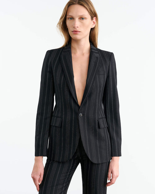ANABEL BLAZER IN BLACK PINSTRIPE