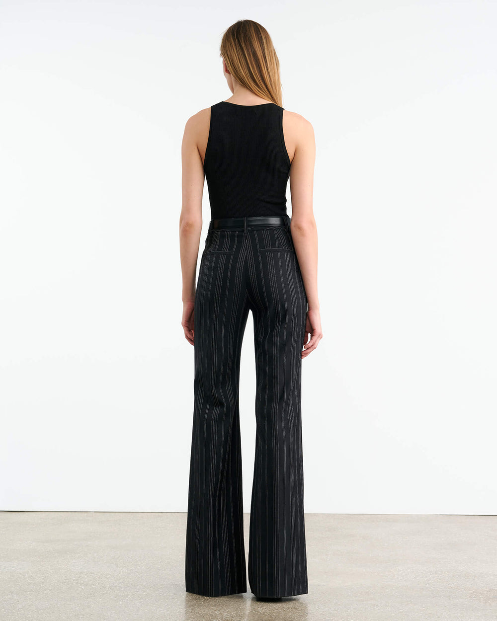 EFFY WOOL PANT IN BLACK PINSTRIPE
