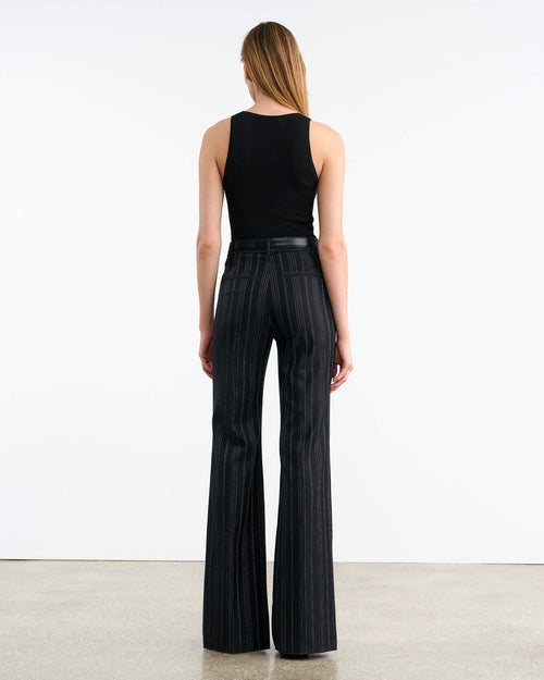 EFFY WOOL PANT IN BLACK PINSTRIPE
