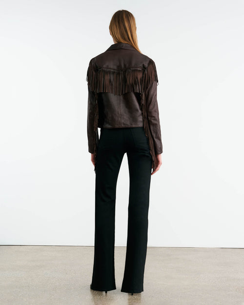 ELOI LEATHER JACKET IN DARK BROWN