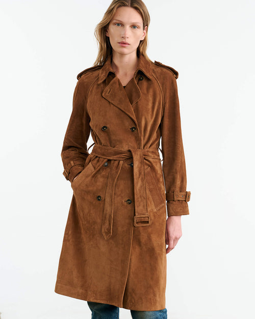 RENEA SUEDE TRENCH COAT IN MARTORA