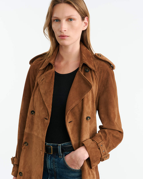 RENEA SUEDE TRENCH COAT IN MARTORA