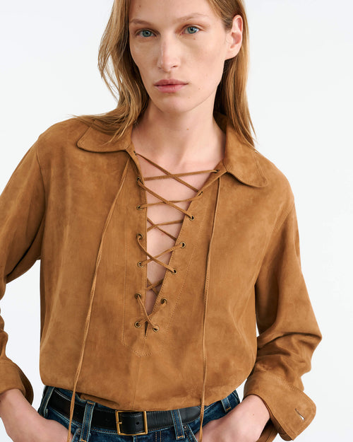 JIMI SUEDE SHIRT IN FAWN
