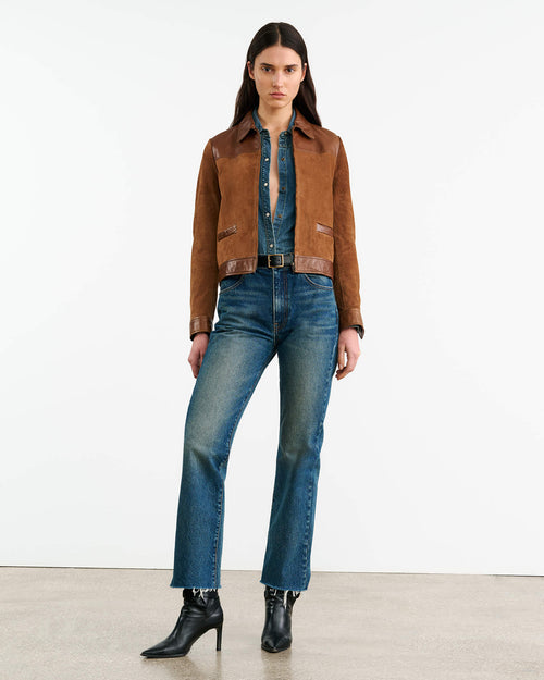 FREDDIE SUEDE JACKET IN MARTORA/COGNAC