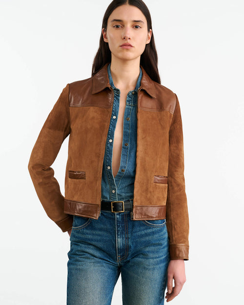 FREDDIE SUEDE JACKET IN MARTORA/COGNAC
