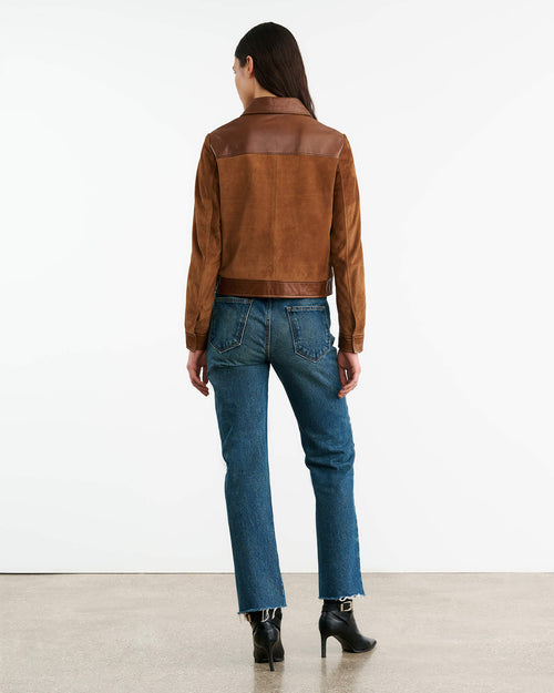 FREDDIE SUEDE JACKET IN MARTORA/COGNAC