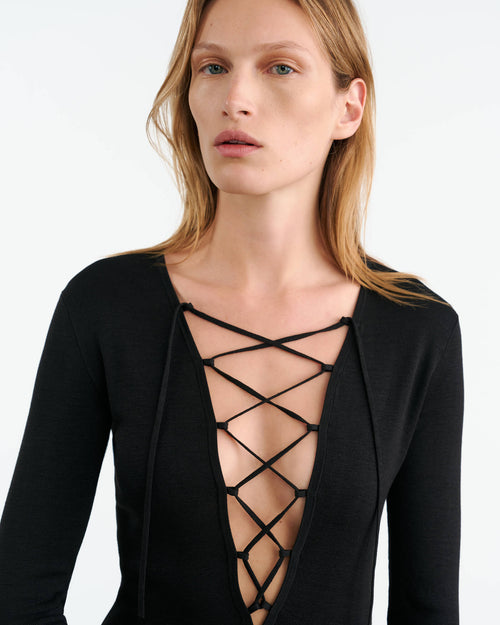 BOWIE SILK KNIT DRESS IN BLACK
