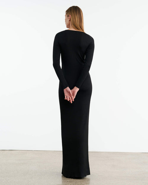 BOWIE SILK KNIT DRESS IN BLACK