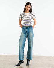 LANA TEE IN NATURAL/NAVY STRIPE