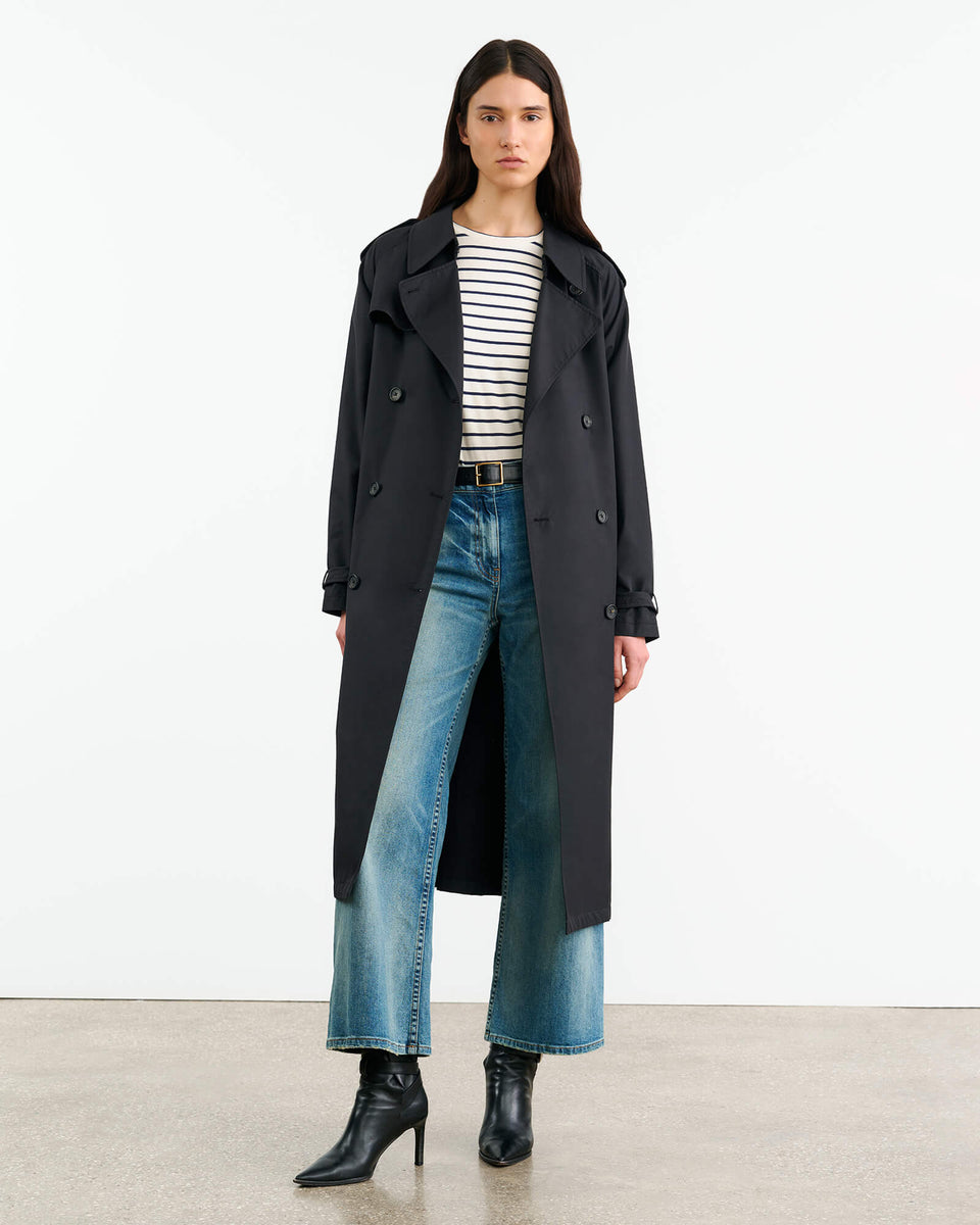 LANA TEE IN NATURAL/NAVY STRIPE