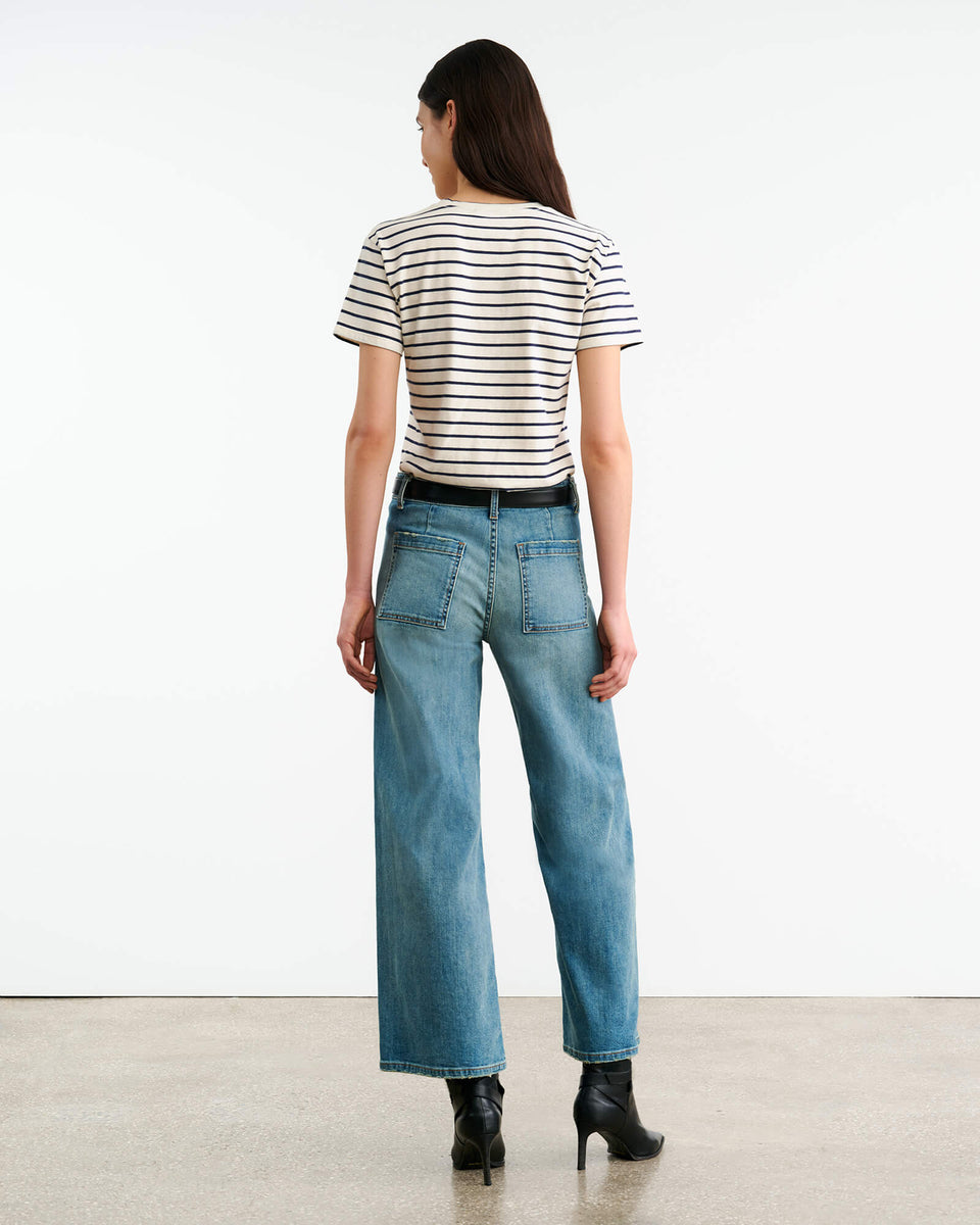 LANA TEE IN NATURAL/NAVY STRIPE