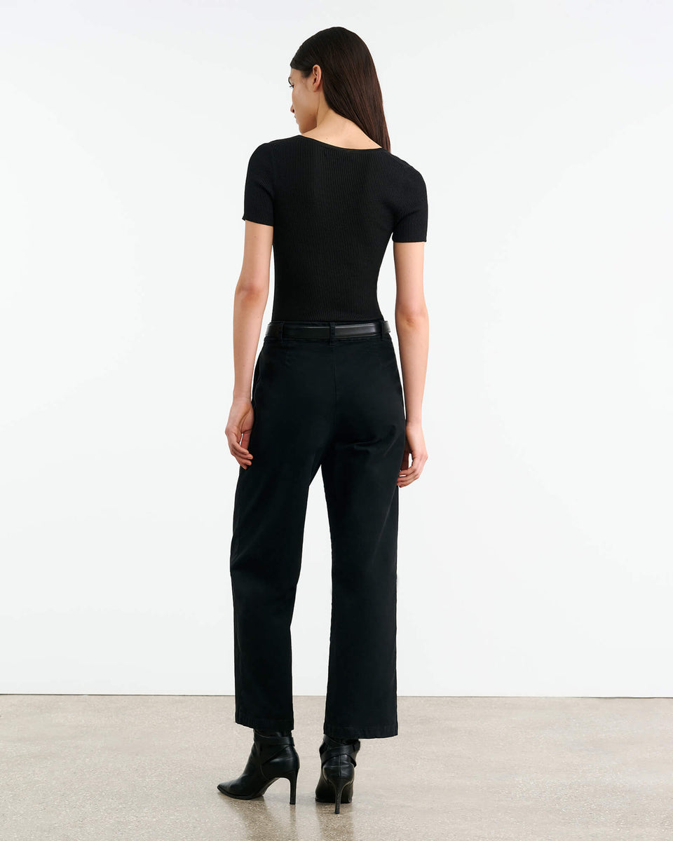 FRANCENE SILK KNIT SWEATER IN BLACK