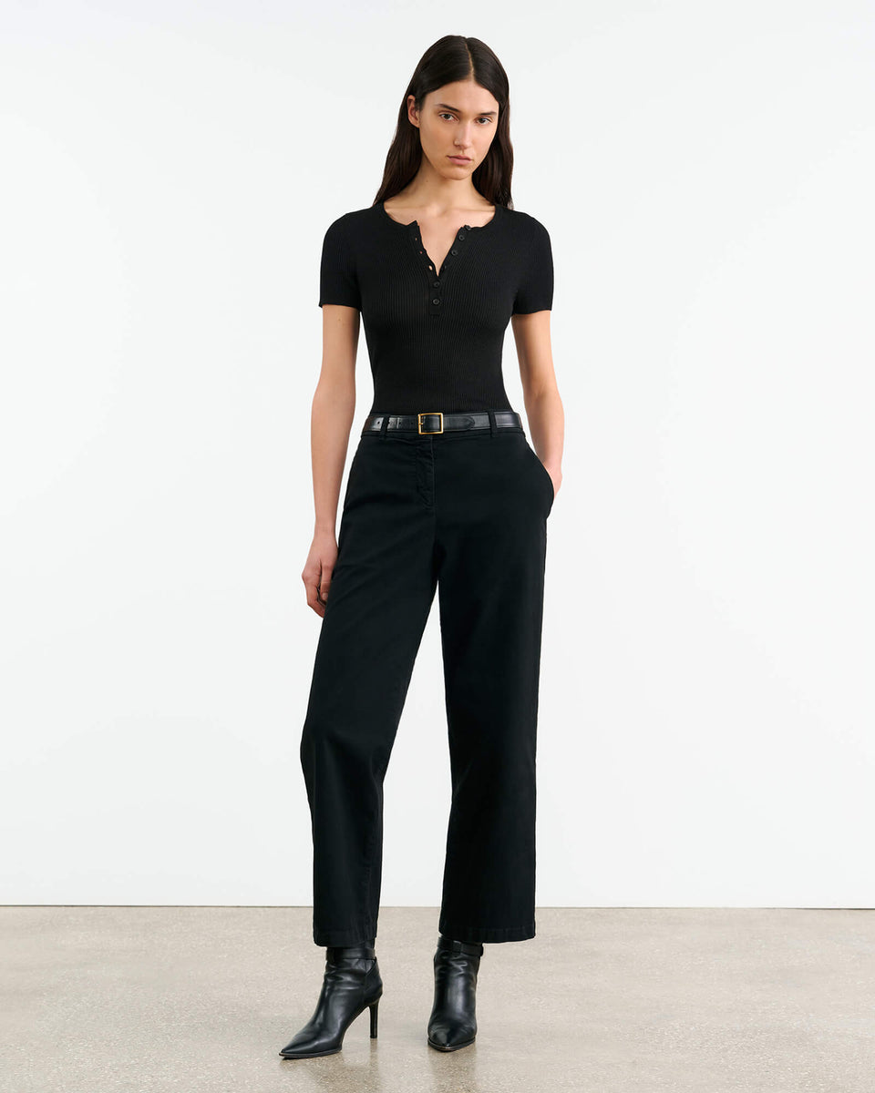 FRANCENE SILK KNIT SWEATER IN BLACK