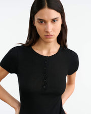 FRANCENE SILK KNIT SWEATER IN BLACK