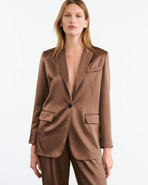 EVELINE SILK JACKET IN TAUPE