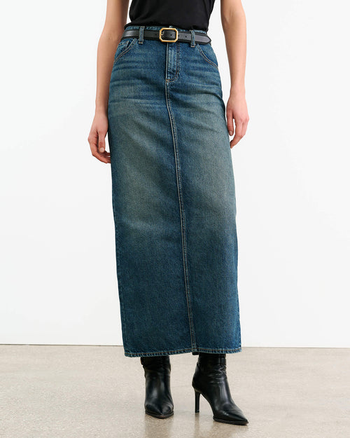 OZZY DENIM SKIRT IN SIMON WASH