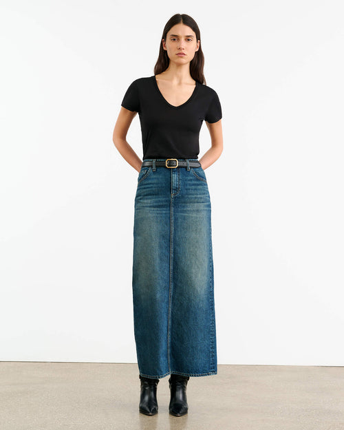 OZZY DENIM SKIRT IN SIMON WASH