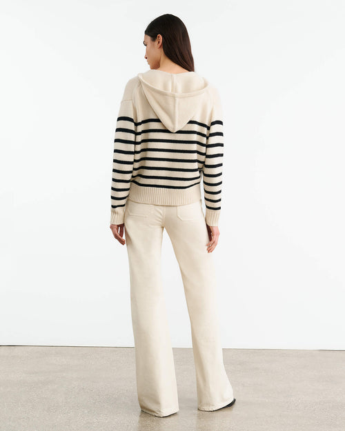 NOEMI CASHMERE SWEATER IN IVORY/BLACK STRIPE