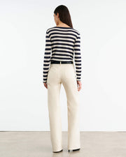 LONG SLEEVE SHIRT IN NAVY/IVORY STRIPE