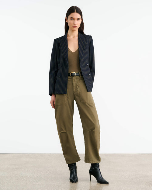 IVEY SILK HALTER IN MILITARY GREEN