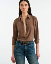 SIMONE SILK SHIRT IN TAUPE