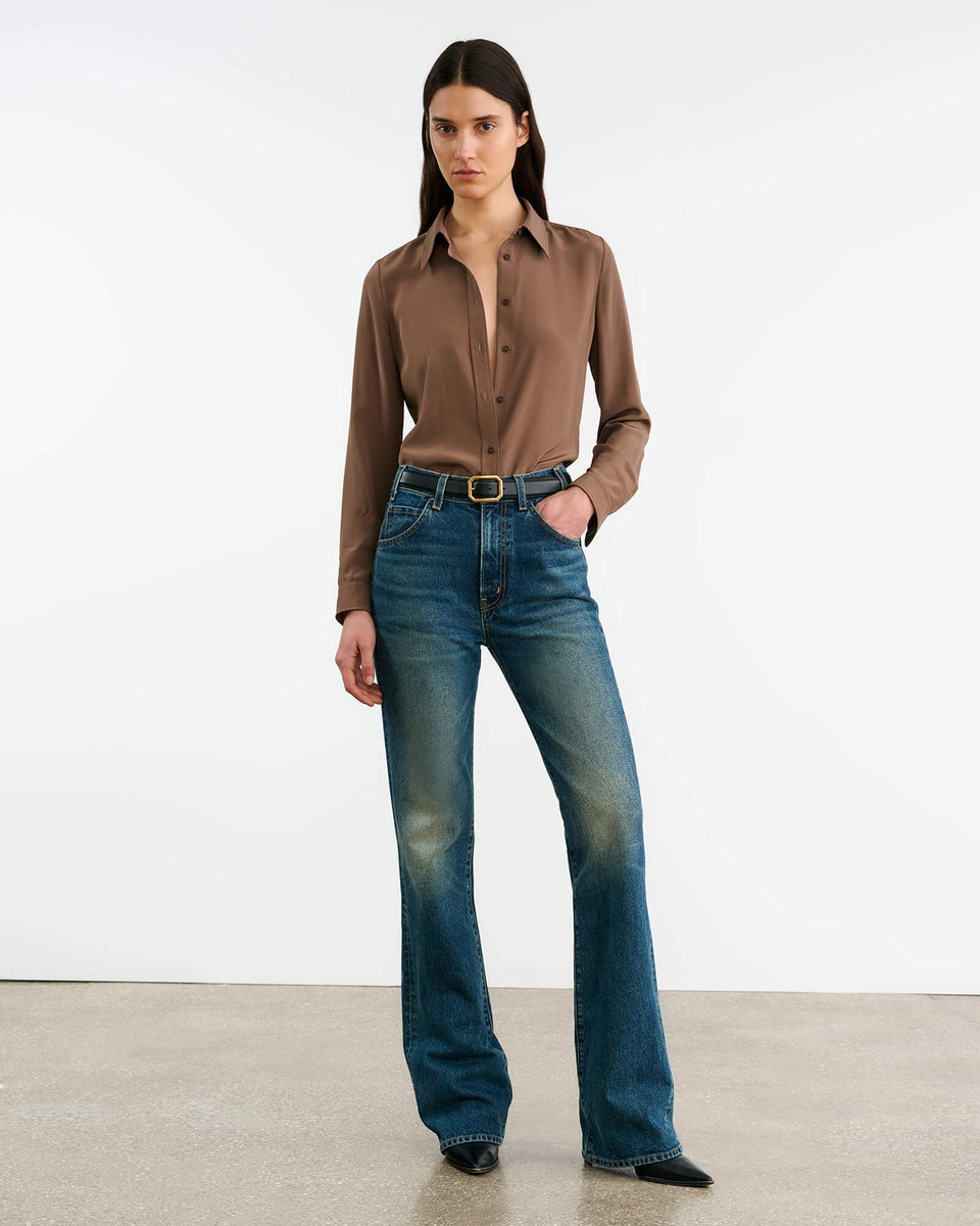 SIMONE SILK SHIRT IN TAUPE