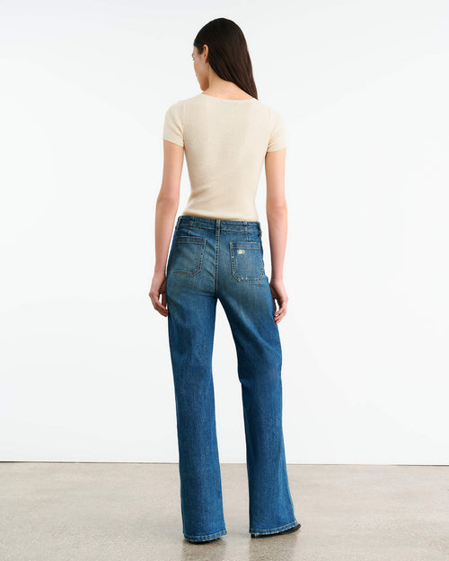 FLORENCE LACE UP JEAN IN CLASSIC WASH