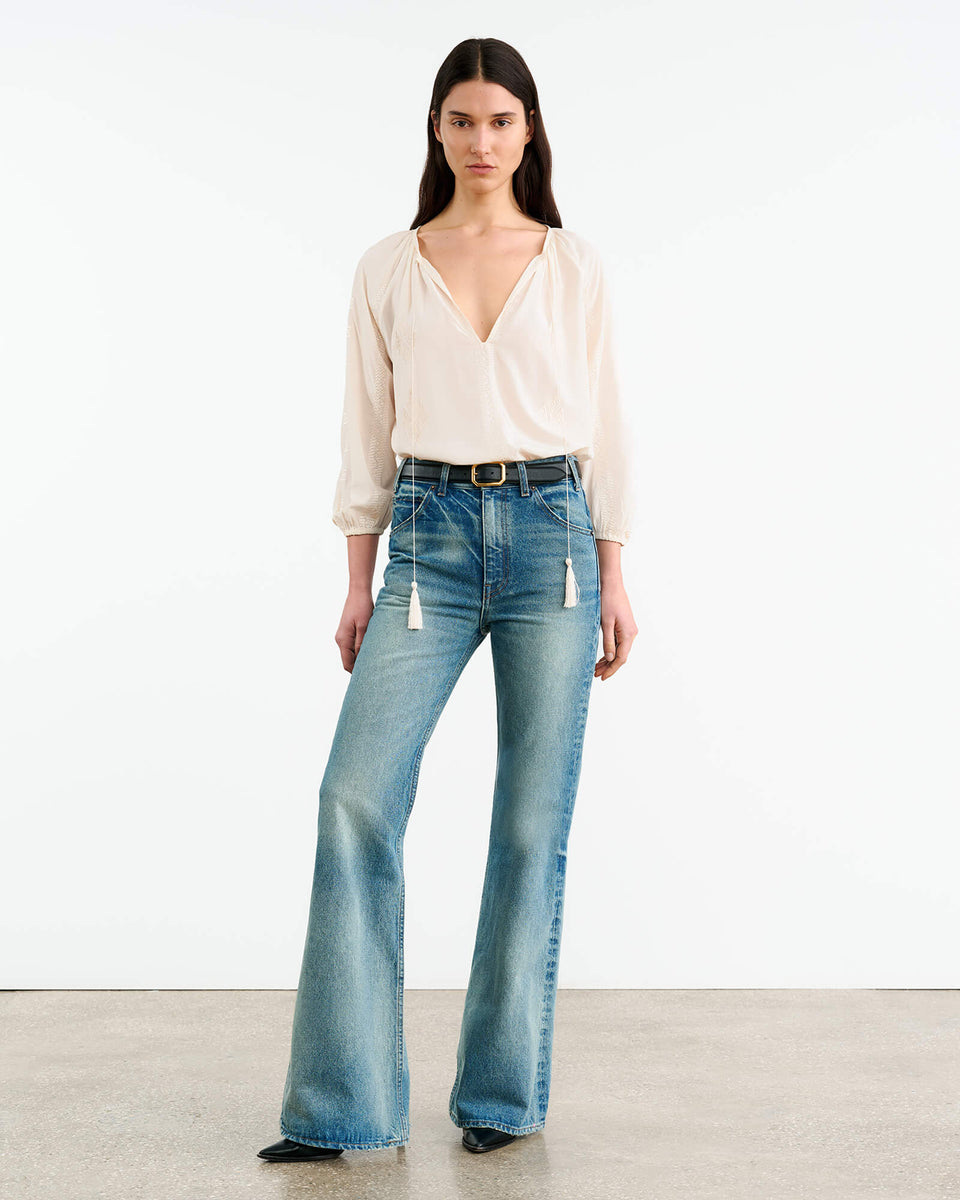 CRISTO SILK BLOUSE IN IVORY