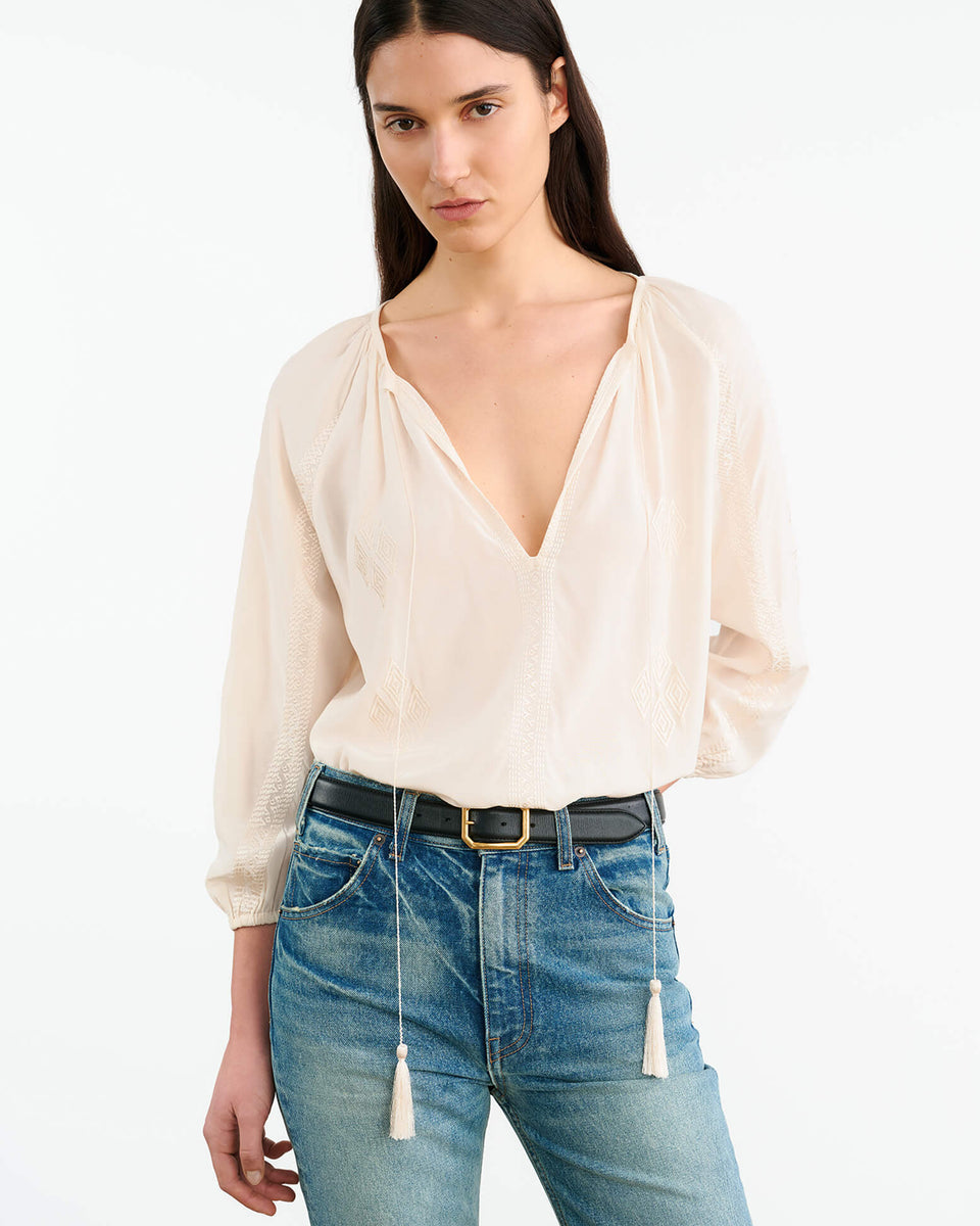 CRISTO SILK BLOUSE IN IVORY