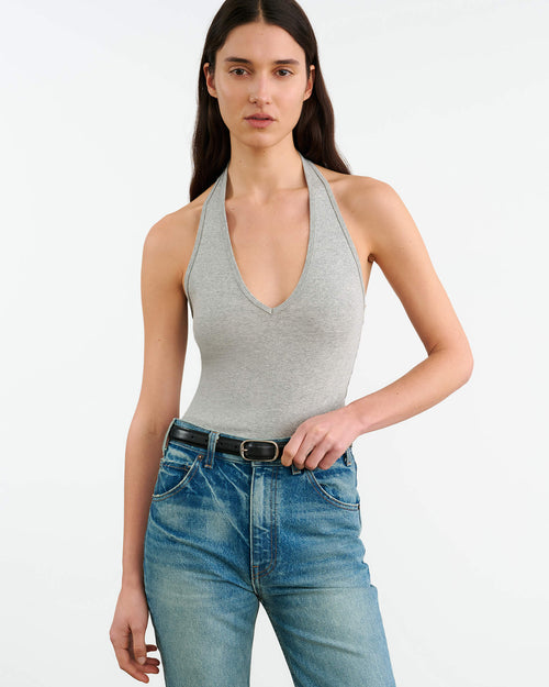 BRITT HALTER TOP IN HEATHER GREY