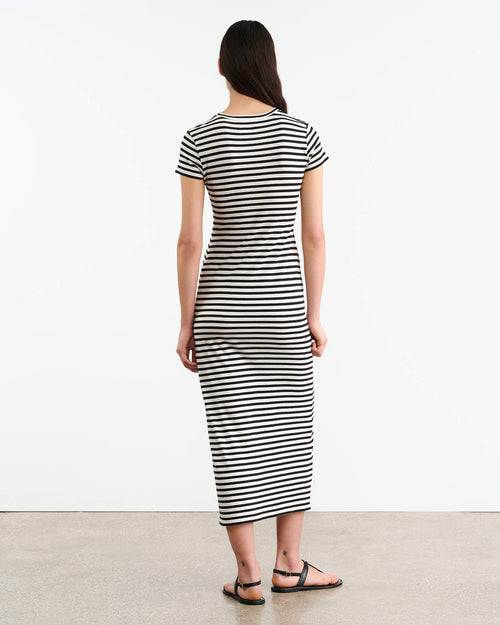 LUCINDA DRESS IN BLACK/IVORY STRIPE