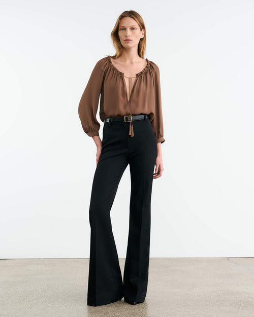CARLEY SILK BLOUSE IN TAUPE
