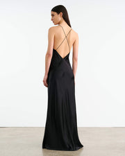 IRA SILK GOWN IN BLACK