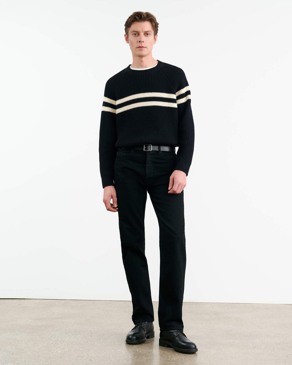 DARIUS SWEATER IN DARK NAVY/IVORY