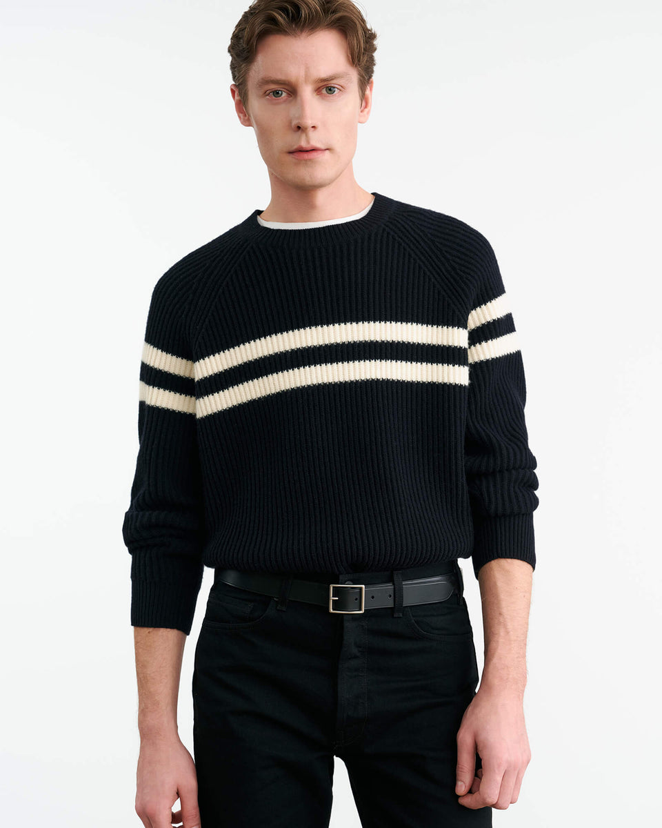 DARIUS SWEATER IN DARK NAVY/IVORY