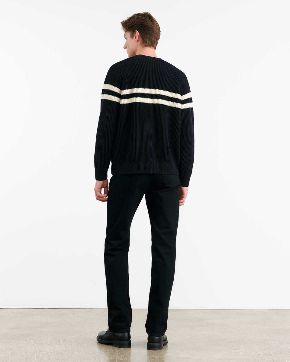 DARIUS SWEATER IN DARK NAVY/IVORY
