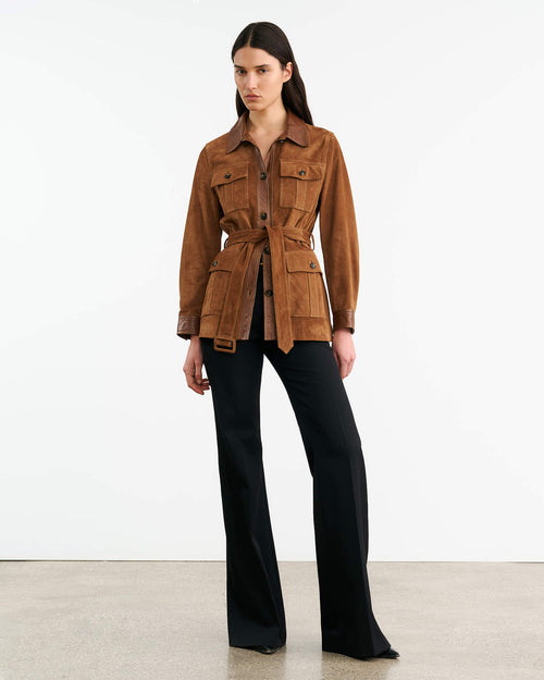 MILA SUEDE JACKET IN MARTORA/COGNAC