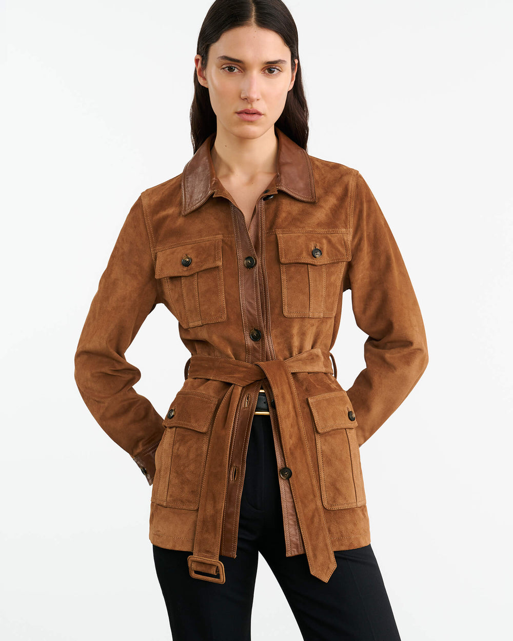 MILA SUEDE JACKET IN MARTORA/COGNAC