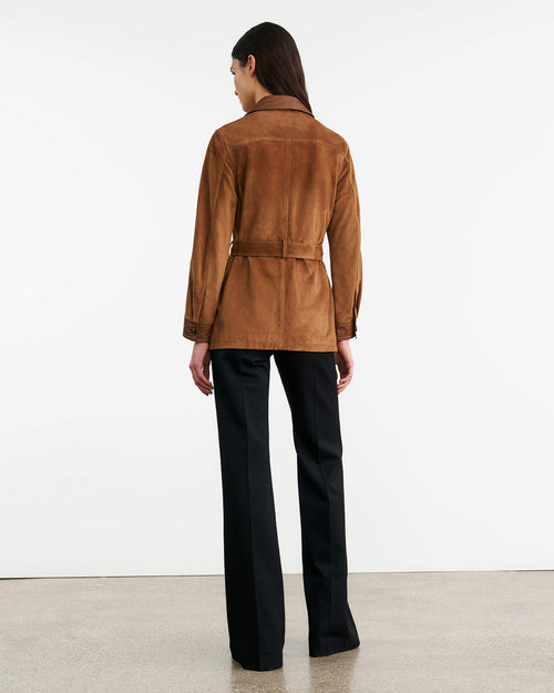 MILA SUEDE JACKET IN MARTORA/COGNAC