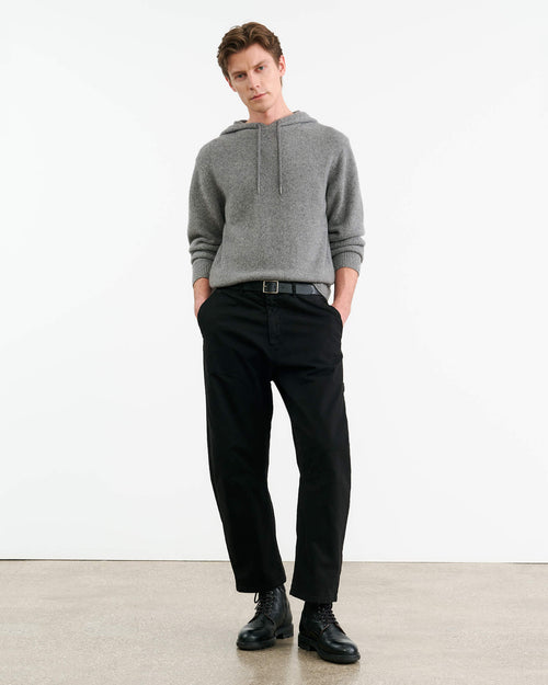 MARLON KNIT HOODIE IN GREY MELANGE
