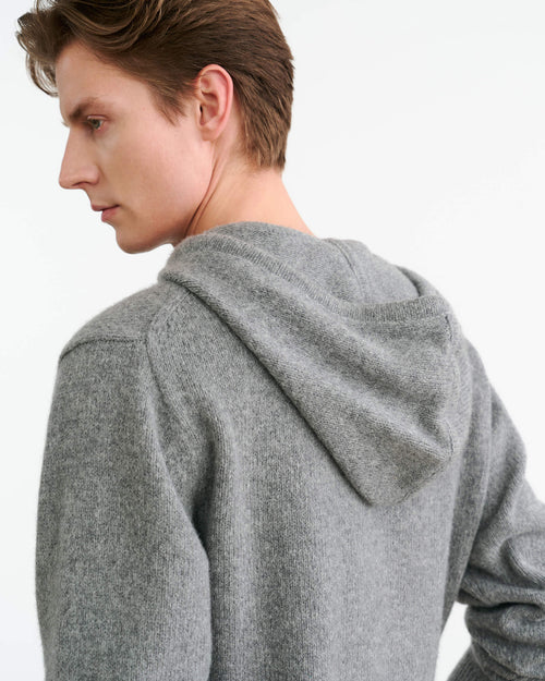 MARLON KNIT HOODIE IN GREY MELANGE