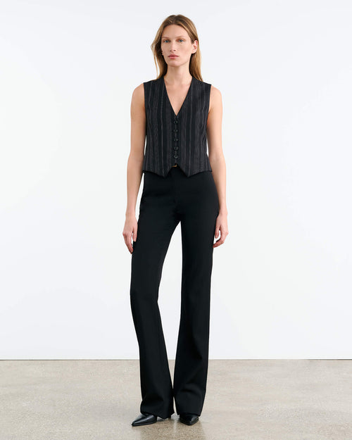 ANGELINA VEST IN BLACK PINSTRIPE