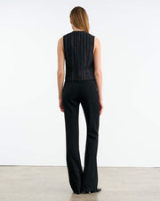 ANGELINA VEST IN BLACK PINSTRIPE