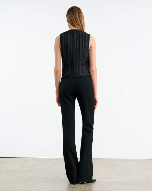 ANGELINA VEST IN BLACK PINSTRIPE