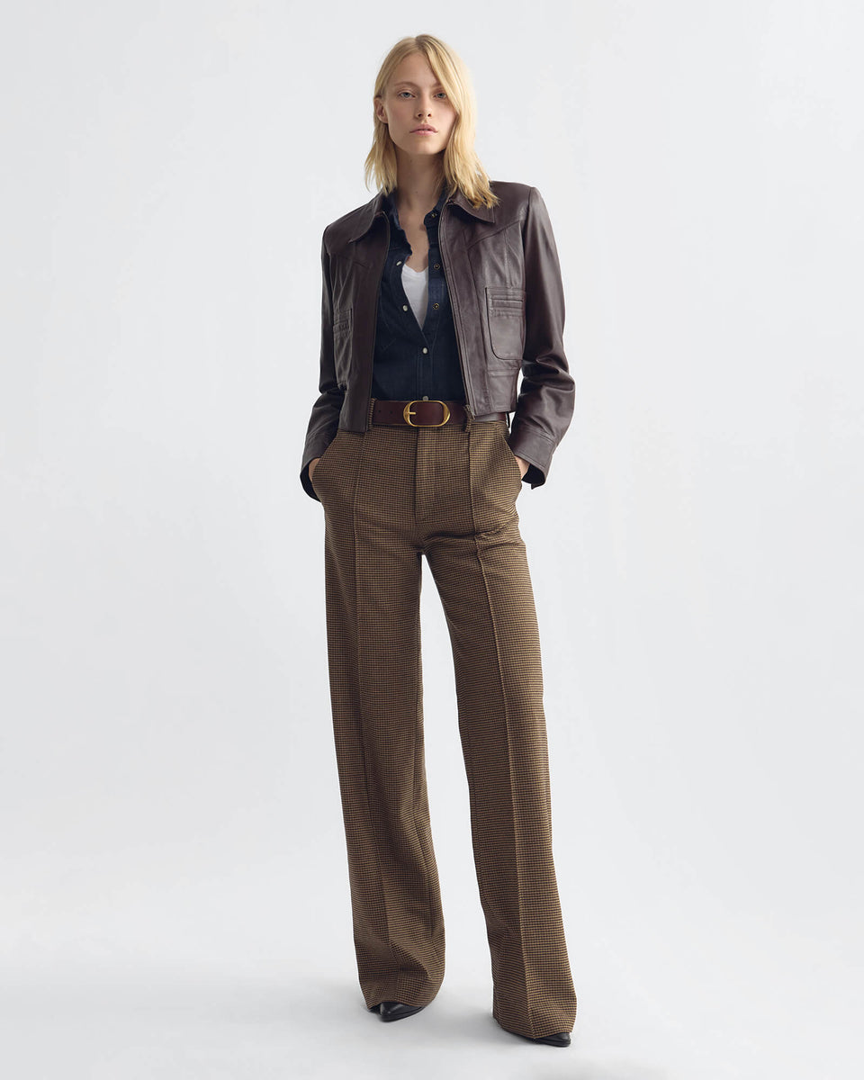 ETOILE PANT IN BROWN HOUNDSTOOTH