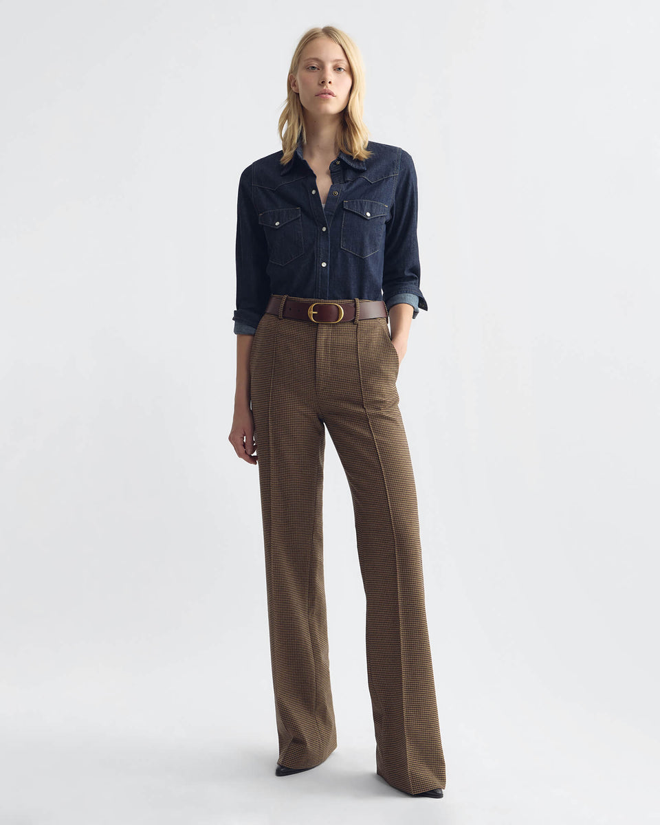 ETOILE PANT IN BROWN HOUNDSTOOTH